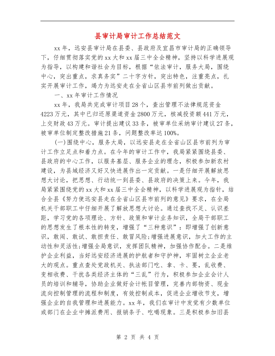 县审计局审计工作总结范文_第2页