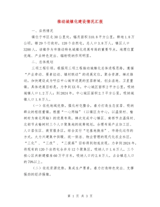 推进城镇化建设情况汇报