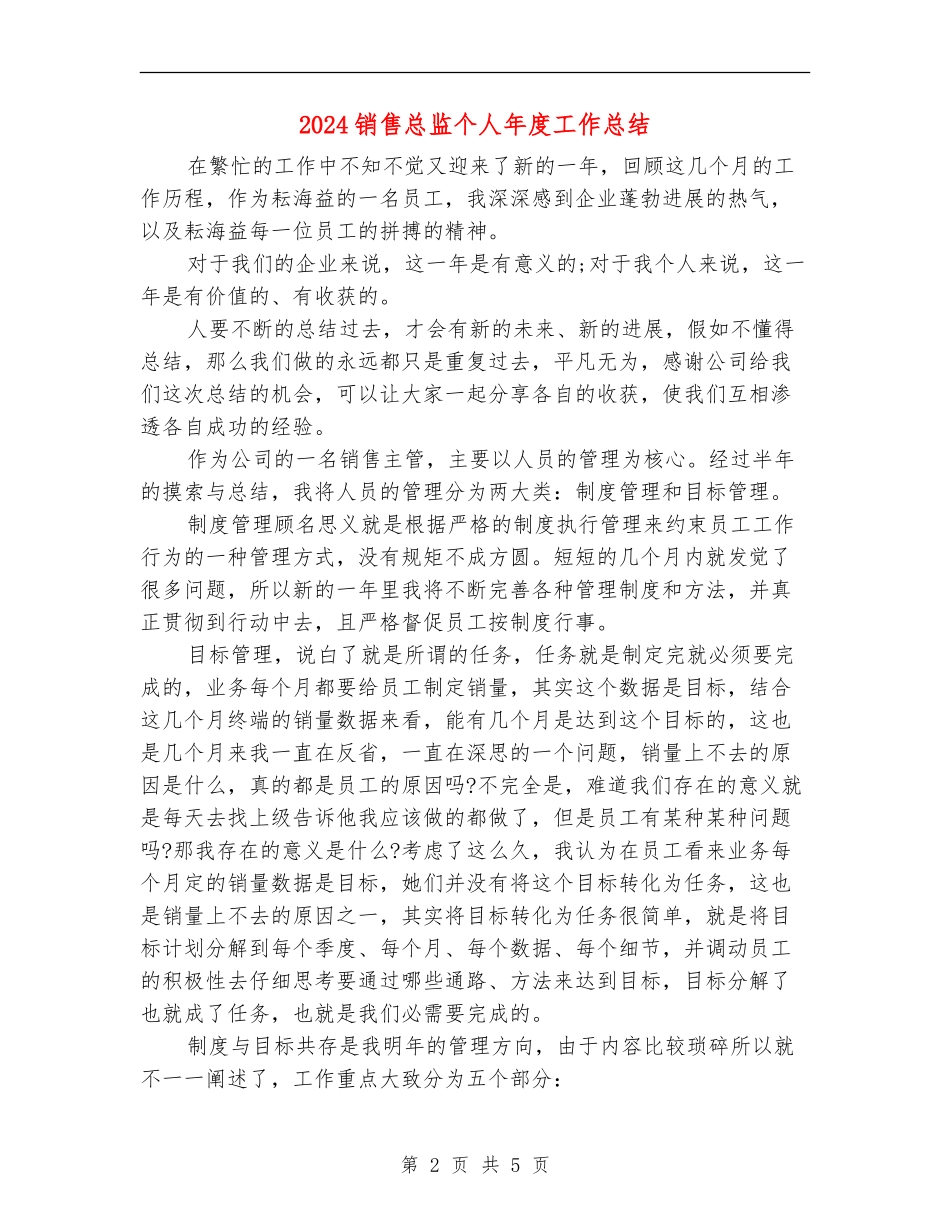 2024销售总监个人年度工作总结_第2页