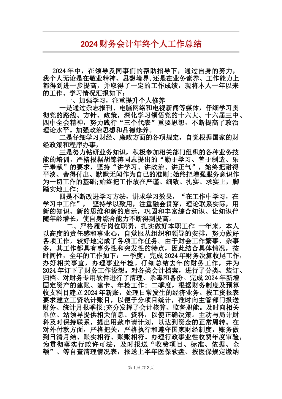2024财务会计年终个人工作总结_第1页