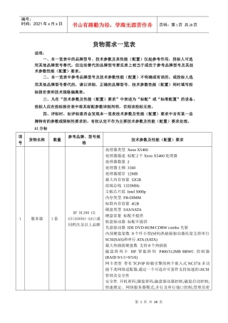 货物需求一览表-广西云龙招标有限公司