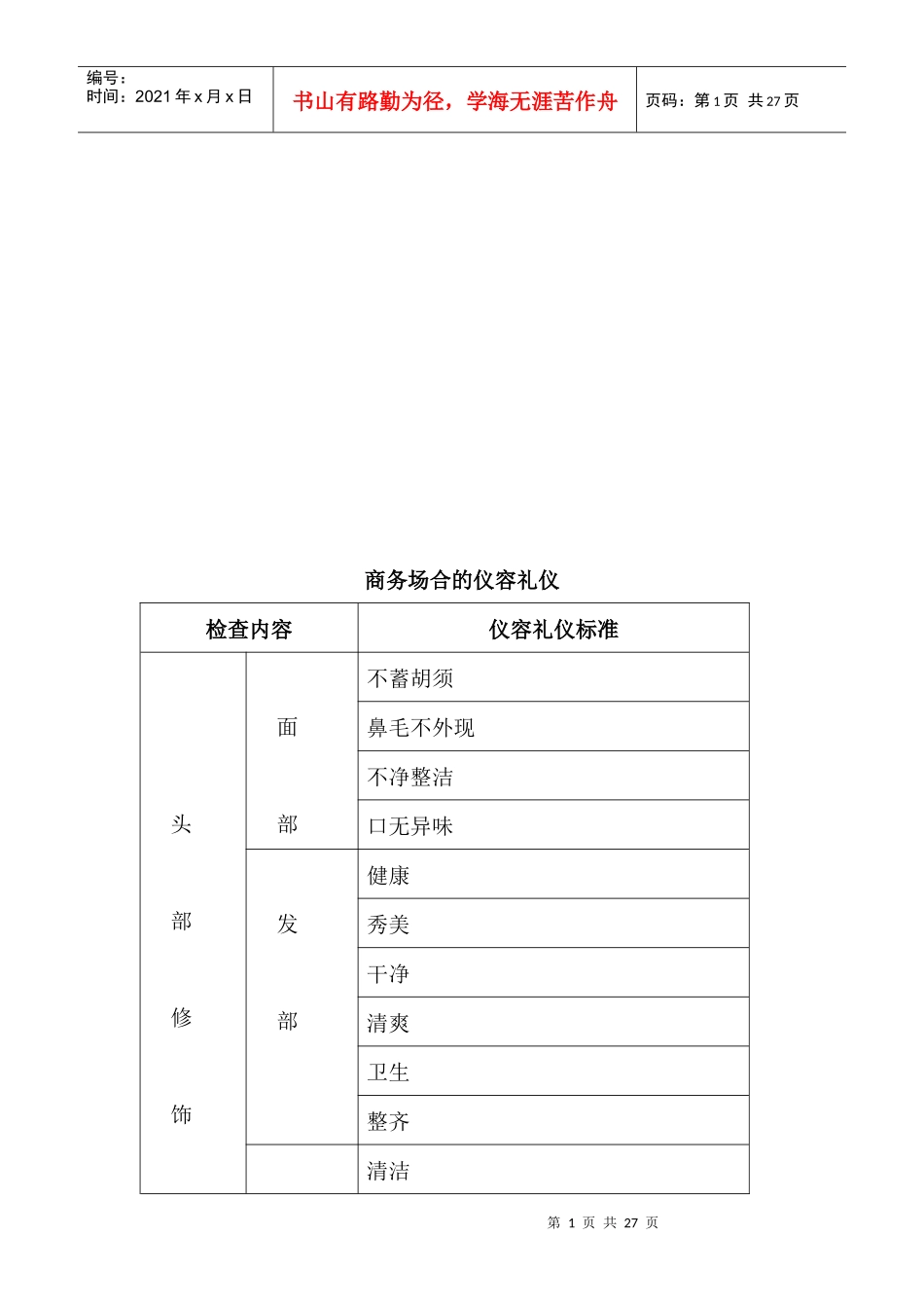试议商务场合的仪容礼仪_第1页