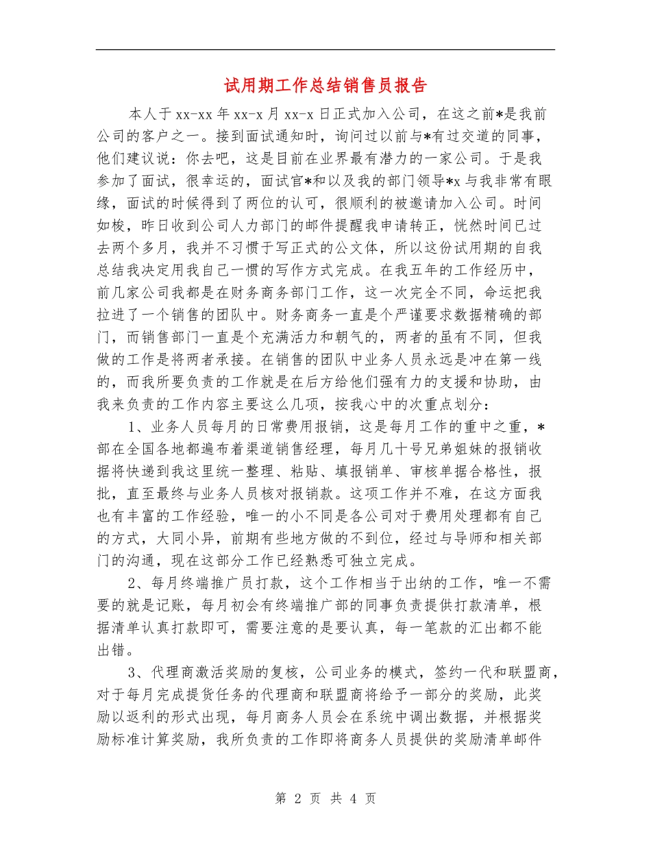 试用期工作总结销售员报告_第2页