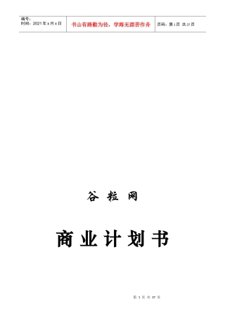 谷粒网的商业计划书样本
