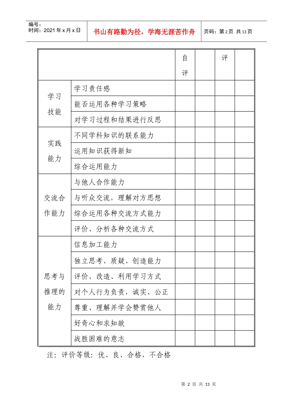 语文学科学习发展性评价_第2页