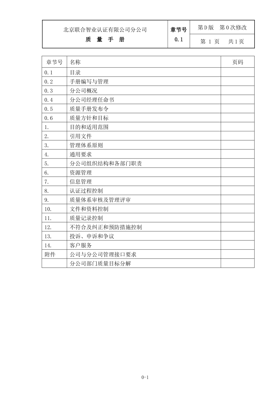 认证中心分公司质量手册D版_第2页