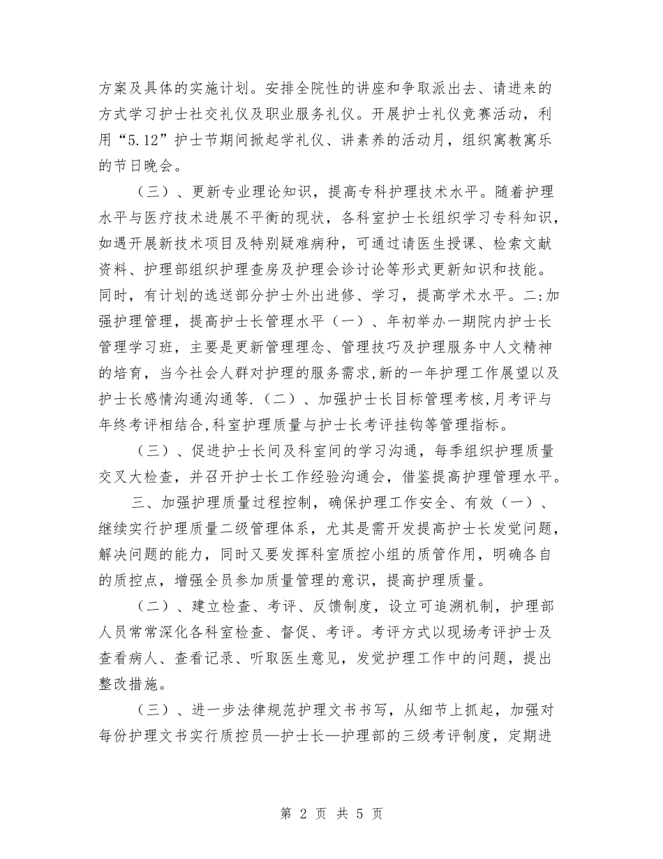 2024护理工作计划表格结尾与2024护理工作计划语汇编_第2页