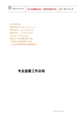 试议专业监督工作总结