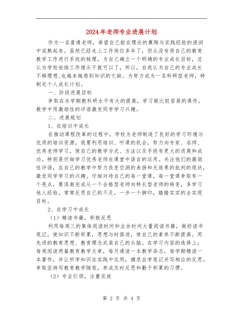 2024年教师专业发展计划_第2页