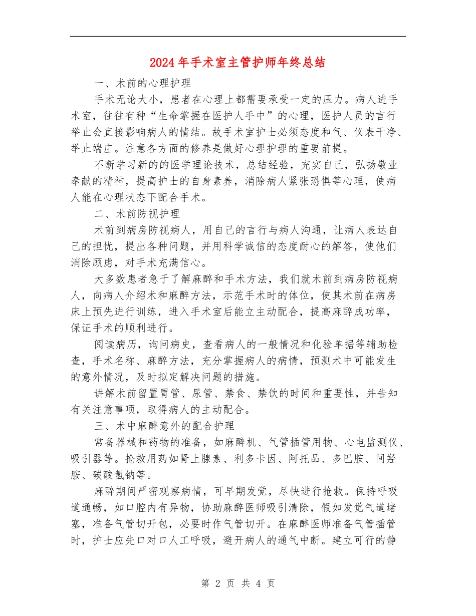 2024年手术室主管护师年终总结_第2页