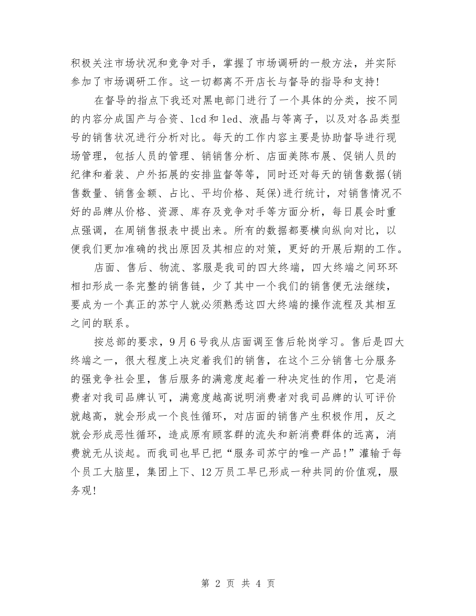 2024年电器公司员工试用期自我总结范文与2024年电器销售工作总结汇编_第2页