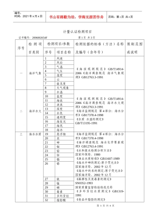 计量认证检测项目