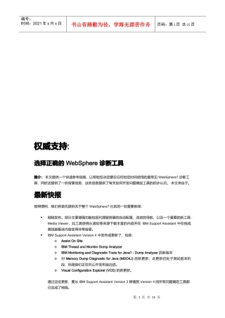 试谈选择正确的WebSphere诊断工具