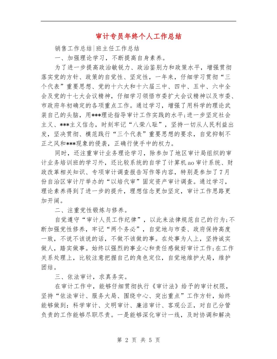 审计专员年终个人工作总结【新版】_第2页