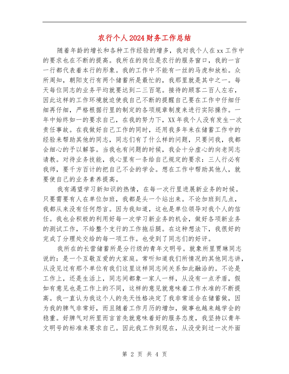 农行个人2024财务工作总结_第2页
