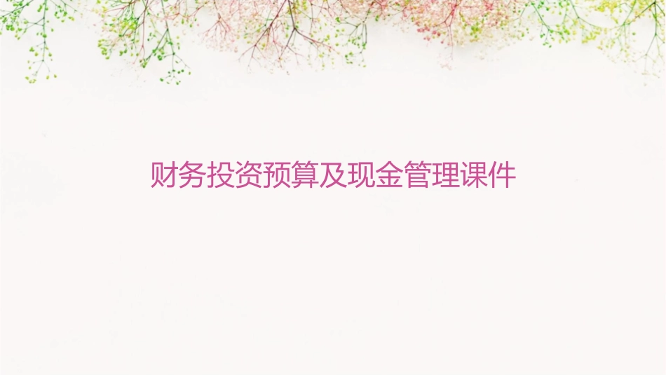 财务投资预算及现金管理课件_第1页