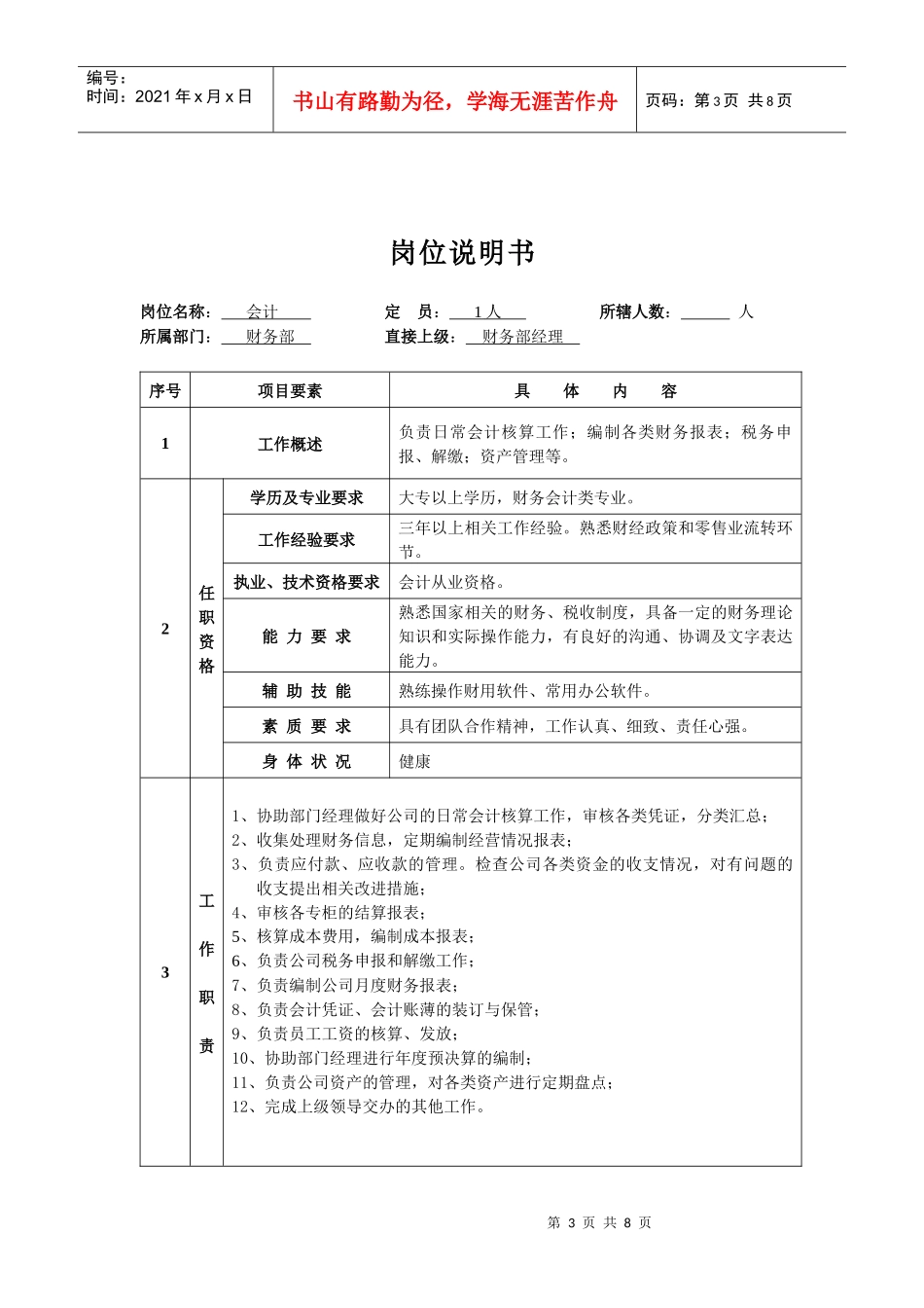 财务部职责及财务管理制度汇编_第3页