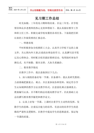 见习期工作总结