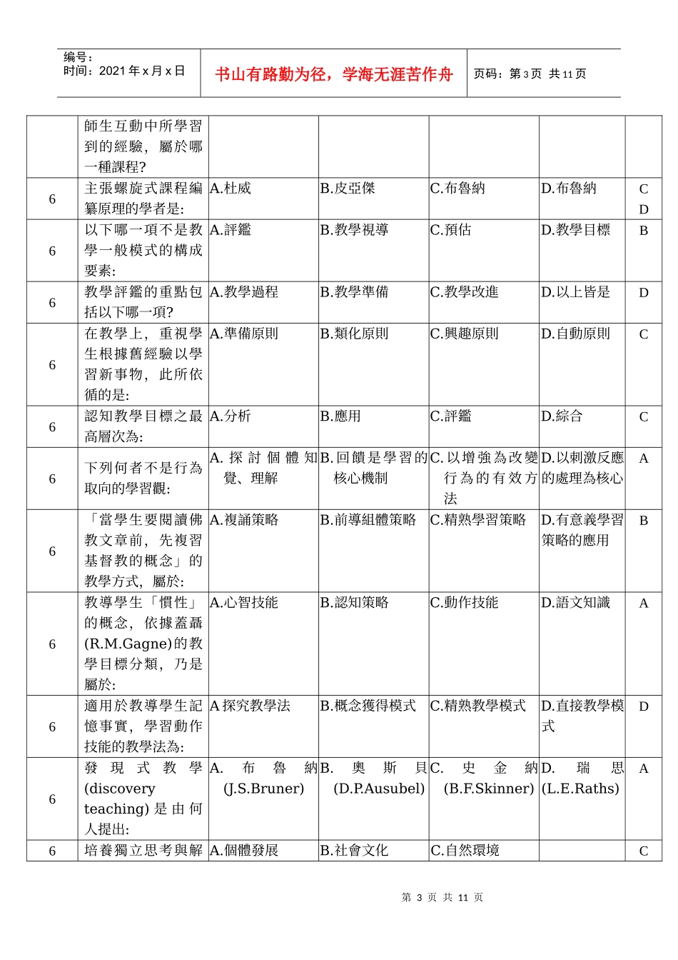 认知领域教学目标依序为知识_第3页