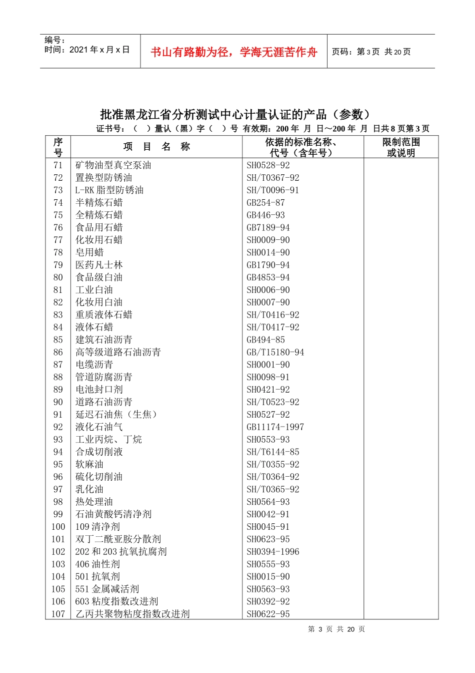 论批准黑龙江省分析测试中心计量认证的产品_第3页
