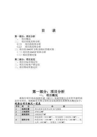 观海台项目分析与定位概述