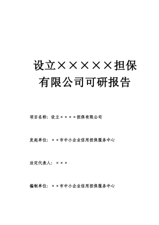 设立担保公司可行性研究报告78124252