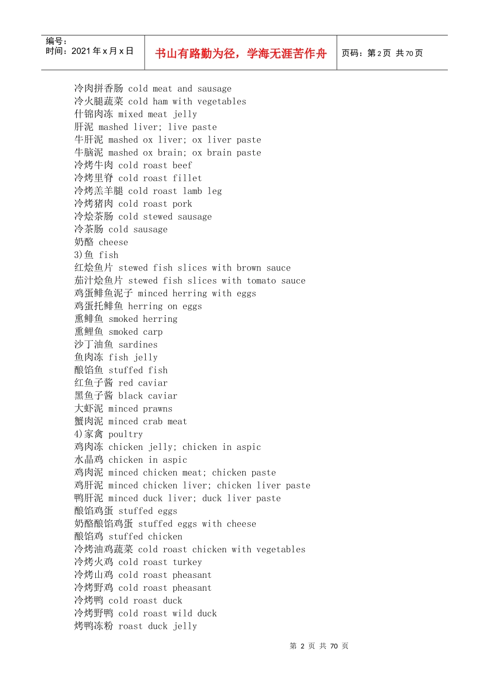 西餐名称中英文对照表汇编_第2页