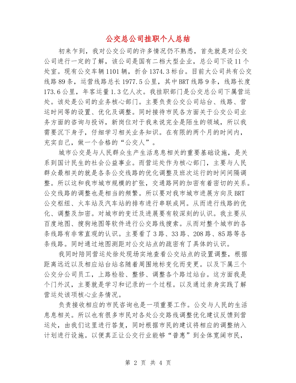 公交总公司挂职个人总结_第2页