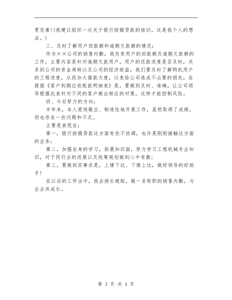 销售内勤2024上半年工作总结_第3页
