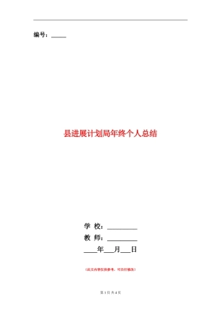 县发展计划局年终个人总结