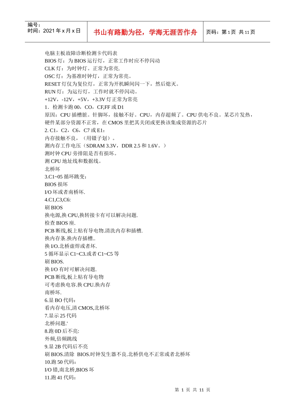 诊断卡代码含义_第1页