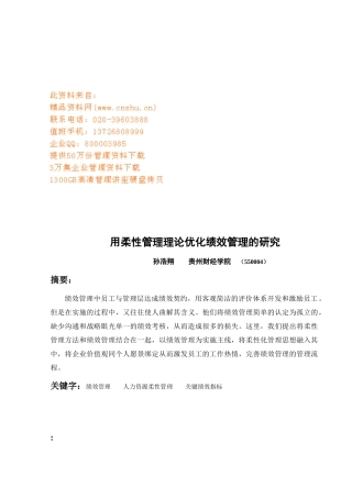 用柔性管理理论优化绩效管理探讨