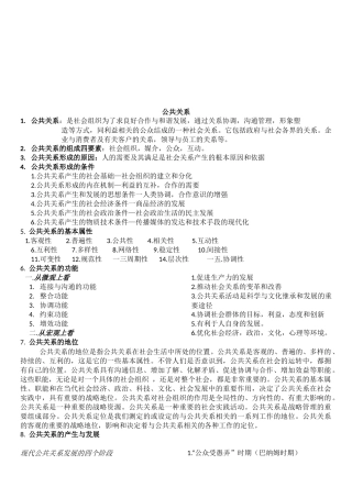 公共关系重点知识