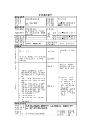 资讯科技部总经理岗位说明书