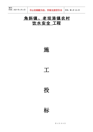 角斜镇、老坝港镇农村饮水安全工程投标 (商务标)