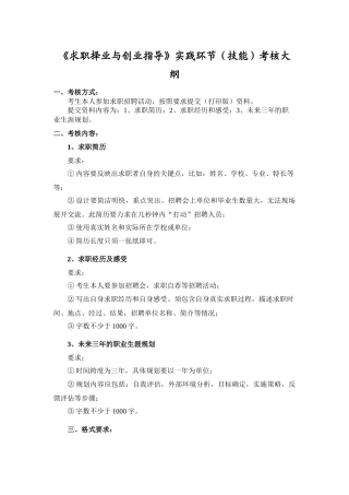 求职择业与创业指导实践环节(技能)考核大纲