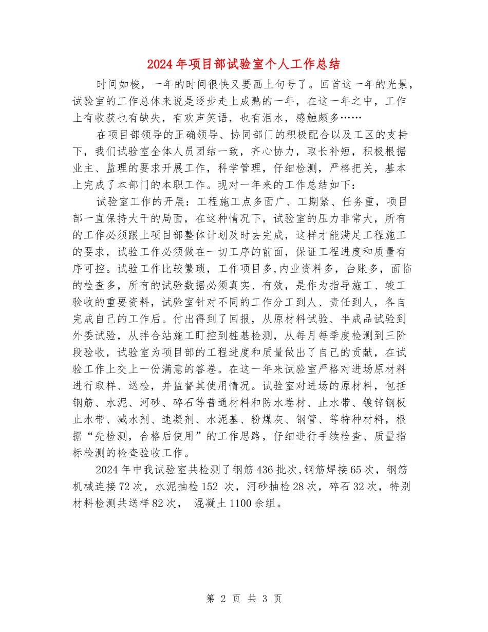 2024年项目部试验室个人工作总结_第2页