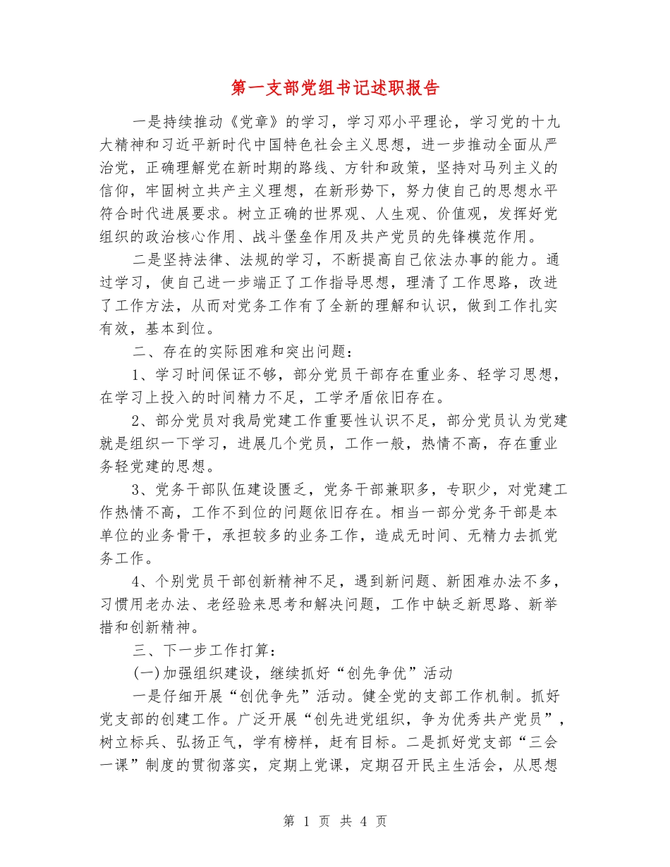 第一支部党组书记述职报告_第1页