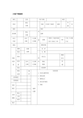 大客户档案表