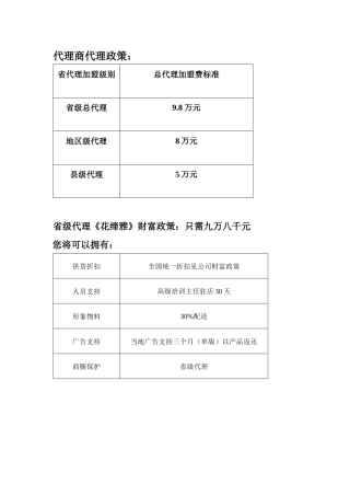 代理商代理政策