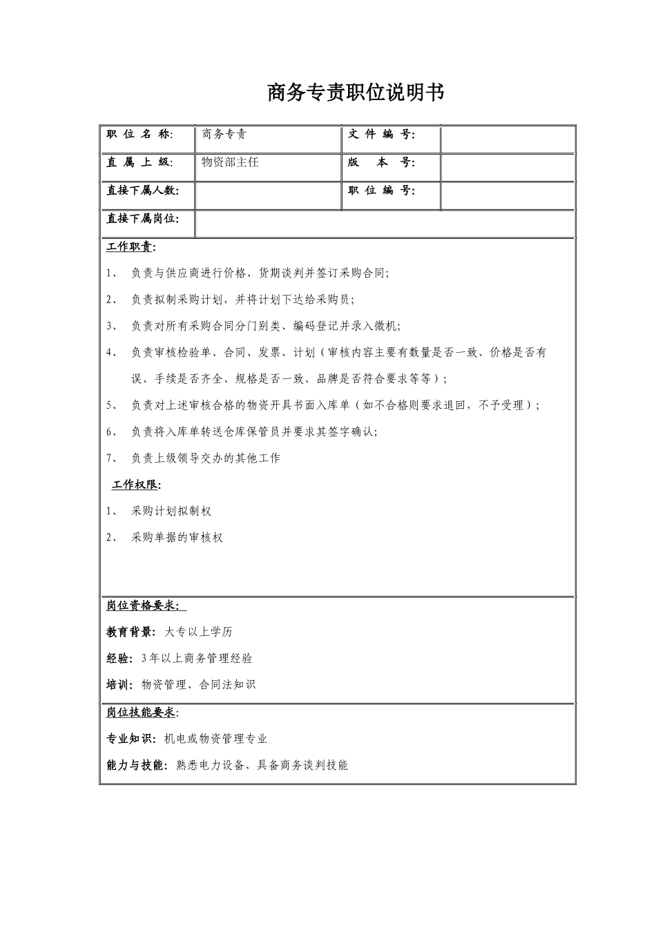 物资部主任岗位职务说明_第3页