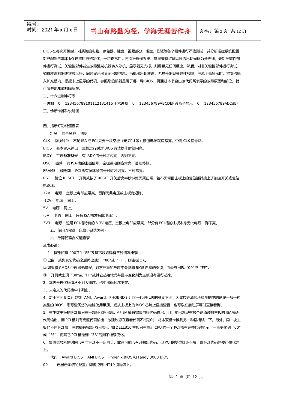 诊断卡的简要说明书_第2页