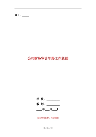 公司财务审计年终工作总结