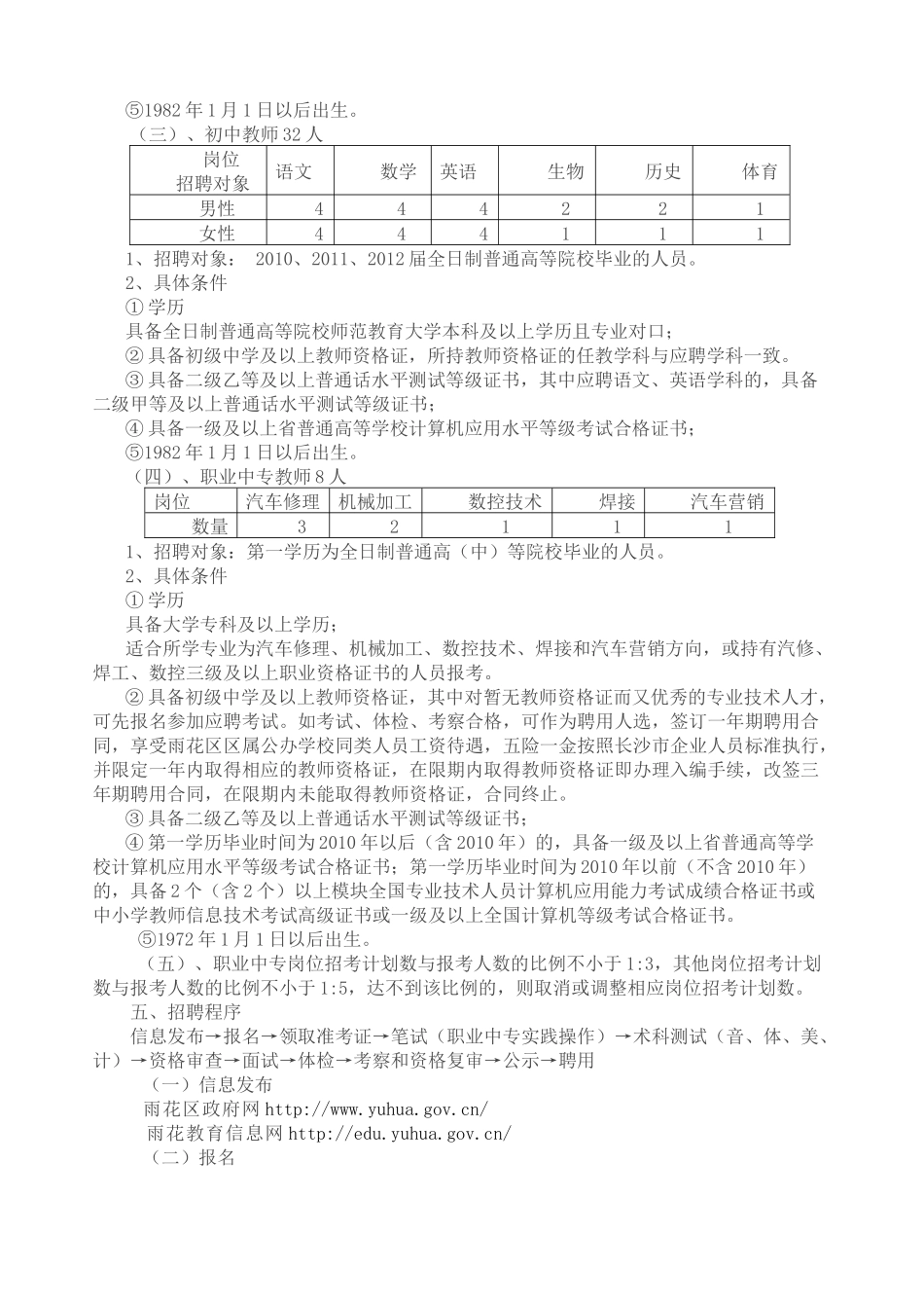 雨花区XXXX年公开招聘中小幼教师公告_第2页