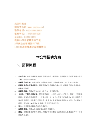 现代公司招聘方案