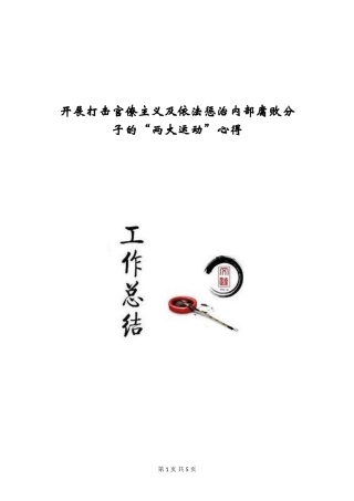 开展打击官僚主义及依法惩治内部腐败分子的“两大运动”心得