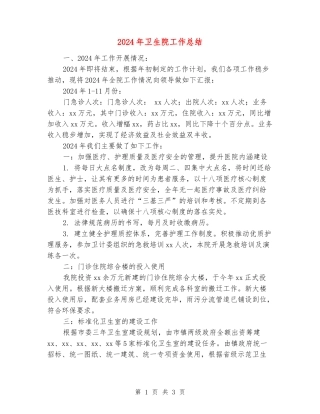 2024年卫生院工作总结