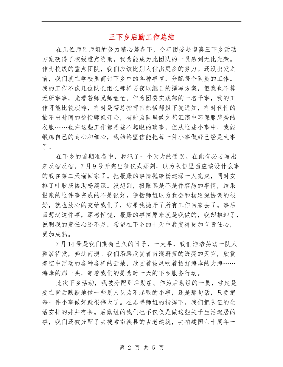 三下乡后勤工作总结_第2页