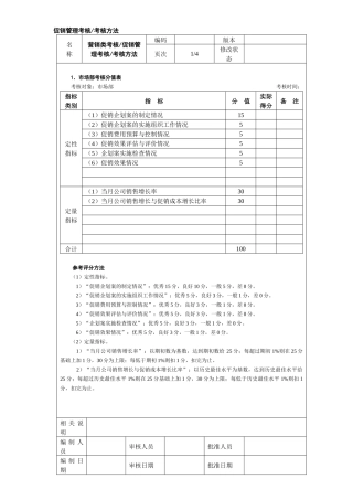 促销管理考核考核方法