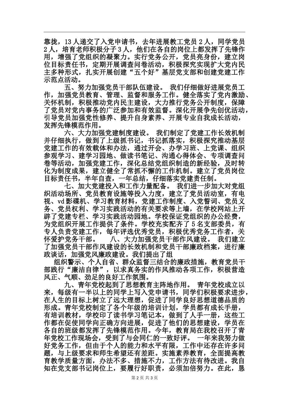 支部书记党建工作年度总结汇报_第2页